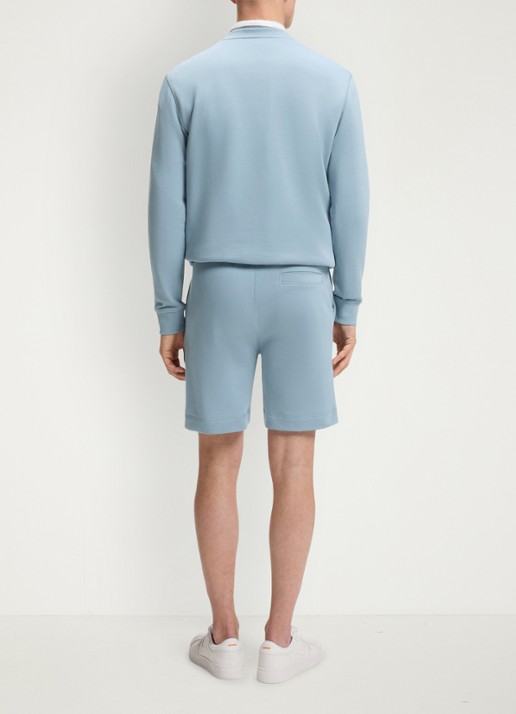 BOSS Straight fit korte broek van sweatstof met logopatch - achterkant 3 light/pastel blue-458 / blauw