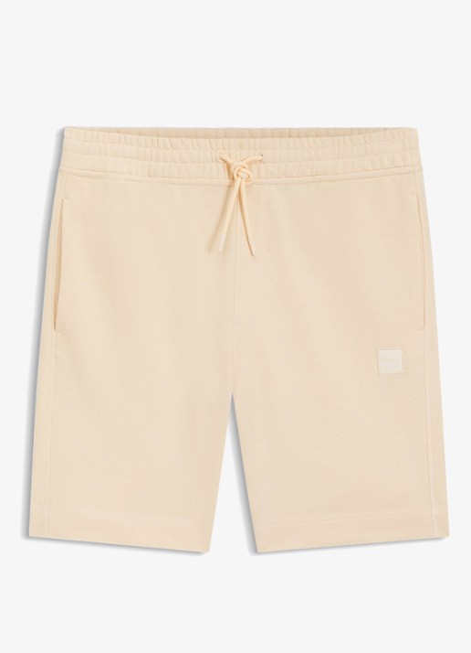 BOSS Straight fit korte broek van sweatstof met logopatch - voorkant light/pastel orange-837 / oranje