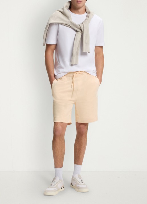 BOSS Straight fit korte broek van sweatstof met logopatch - voorkant 2 light/pastel orange-837 / oranje