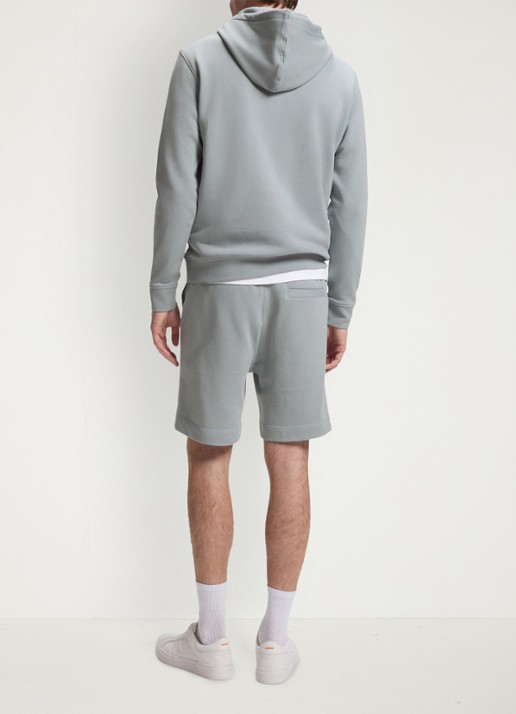 BOSS Straight fit korte broek van sweatstof met logopatch - achterkant open grey-084 / grijs