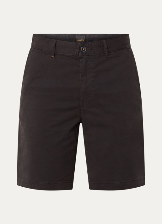 BOSS Straight fit korte chino met steekzakken - voorkant 2 black-001 / zwart