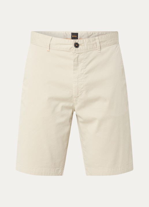 BOSS Straight fit korte chino met steekzakken - voorkant light beige-271 / beige