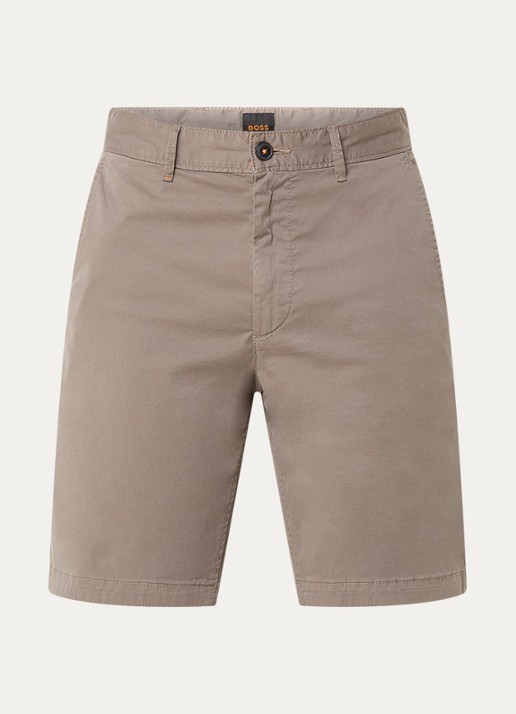 BOSS Straight fit korte chino met steekzakken - voorkant 2 open beige-294 / beige