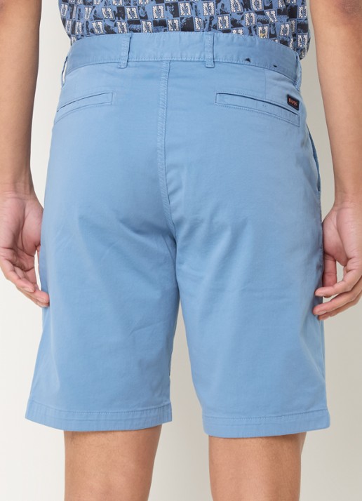 BOSS Straight fit korte chino met steekzakken - achterkant 4 open blue-462 / blauw