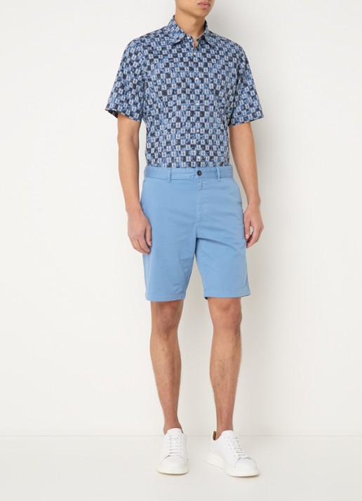 BOSS Straight fit korte chino met steekzakken - voorkant 3 open blue-462 / blauw