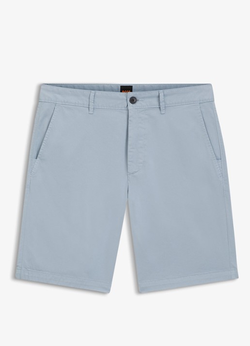 BOSS Straight fit korte chino met steekzakken - voorkant 2 light/pastel blue-458 / blauw