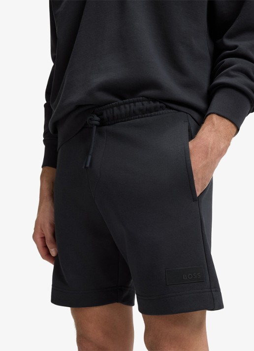BOSS Straight fit korte joggingbroek in katoenblend - detail 5 blauw