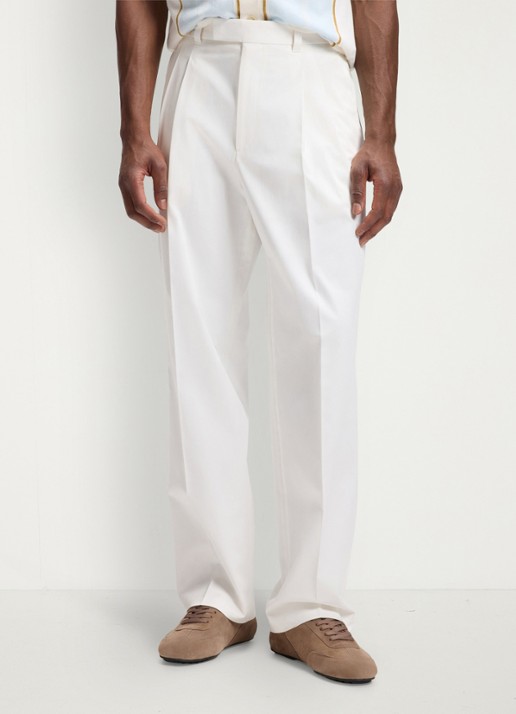 BOSS Straight fit pantalon in katoenblend