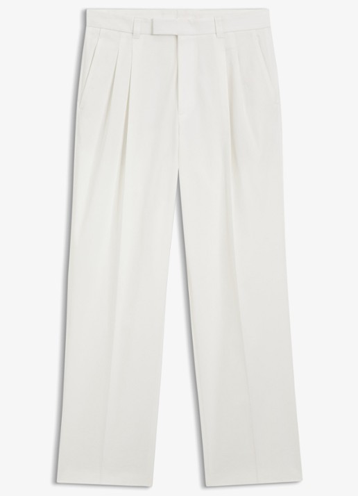 BOSS Straight fit pantalon in katoenblend - voorkant 5 wit