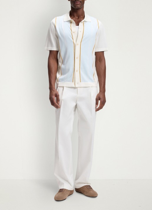 BOSS Straight fit pantalon in katoenblend - voorkant 6 wit