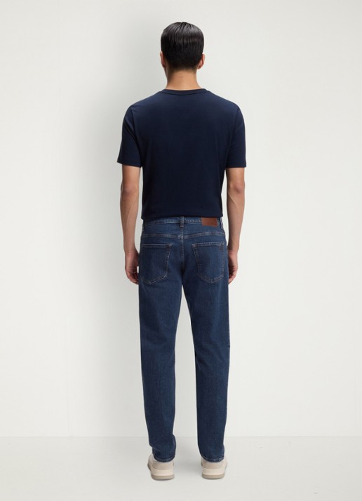 BOSS Straight leg jeans met steekzakken - achterkant 3 donkerblauw