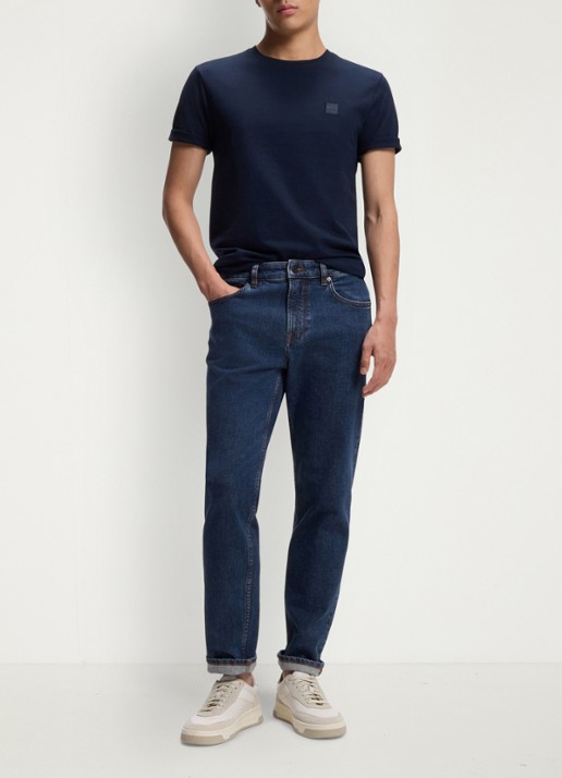 BOSS Straight leg jeans met steekzakken - voorkant 2 donkerblauw