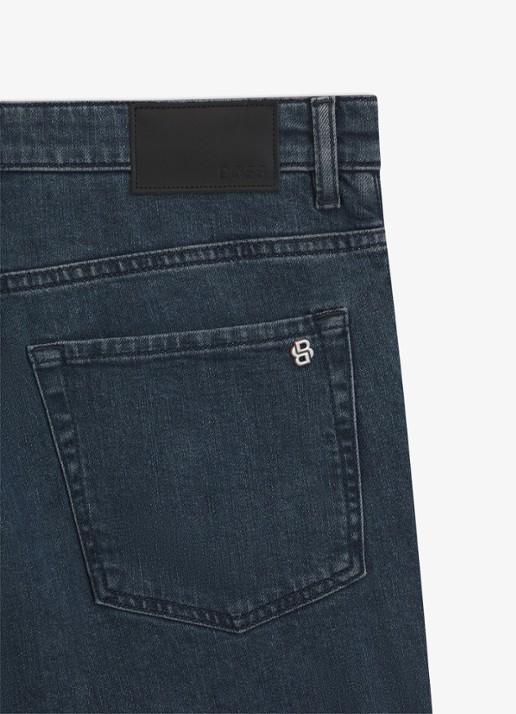 BOSS Straight leg jeans met steekzakken - detail donkerblauw