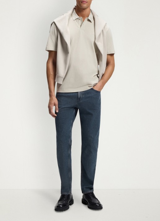 BOSS Straight leg jeans met steekzakken - voorkant 7 donkerblauw