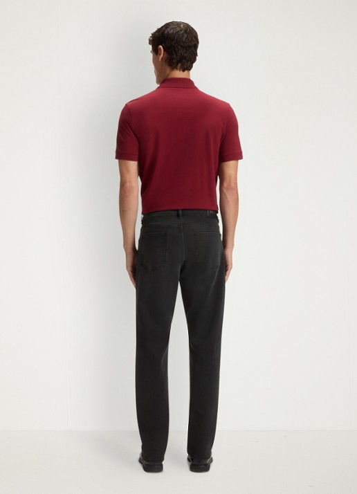 BOSS Straight leg jeans met stretch en steekzakken - achterkant 6 charcoal-015 / grijs