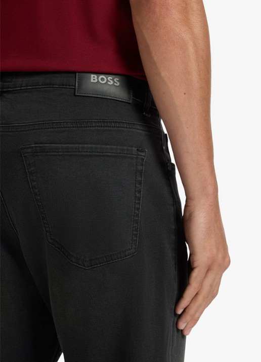 BOSS Straight leg jeans met stretch en steekzakken - detail 2 charcoal-015 / grijs