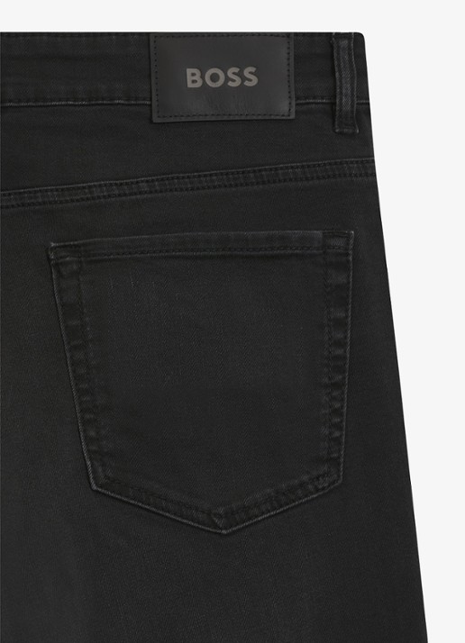 BOSS Straight leg jeans met stretch en steekzakken - detail 3 charcoal-015 / grijs