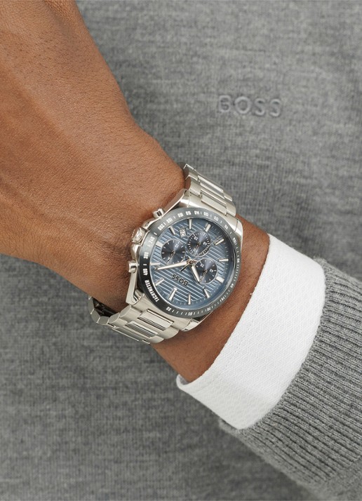 BOSS Strike Chrono horloge HB1514240  - voorkant 2 zilver