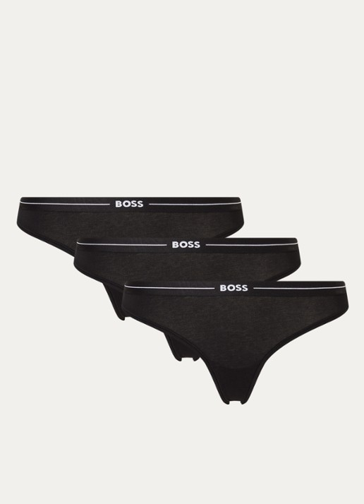 BOSS String met logo in 3-pack - voorkant zwart