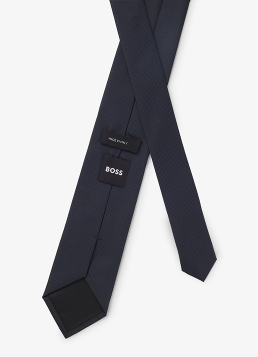 BOSS Stropdas in zijdeblend - detail 4 donkerblauw