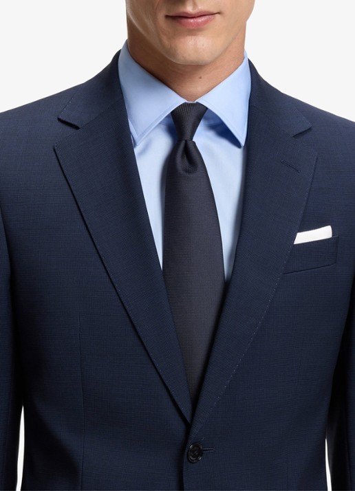 BOSS Stropdas in zijdeblend - voorkant 6 donkerblauw