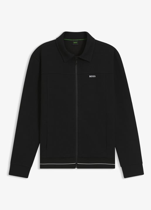 BOSS SW_Member sweatvest met steekzakken - voorkant 2 black-001 / zwart
