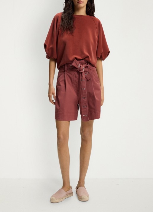 BOSS Sweater met ballonmouw - voorkant 2 dark red-604 / rood