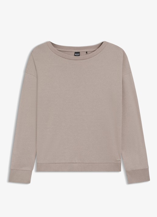 BOSS Sweater met gemêleerd dessin  - voorkant 4 beige