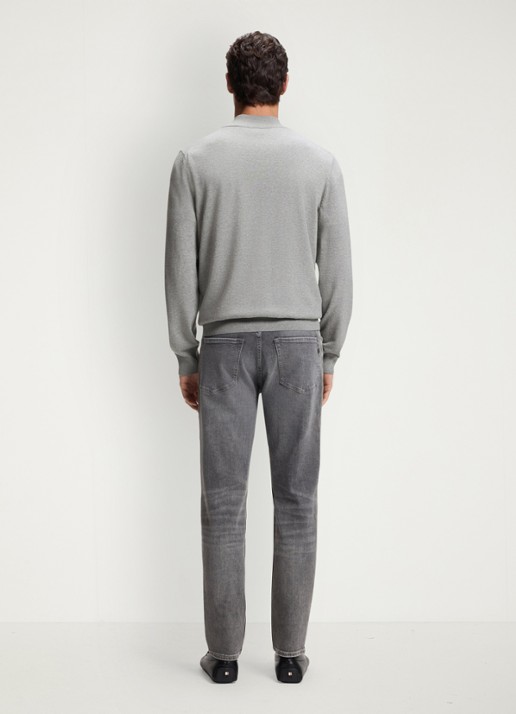 BOSS Sweater met halve rits en logo - achterkant 5 grijsmele