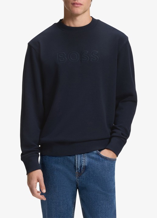 BOSS Sweater met logo - detail 2 blauw