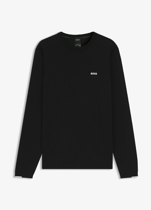 BOSS Sweater met logo - voorkant 4 zwart