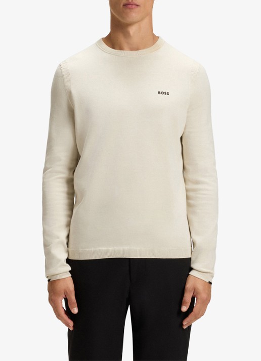 BOSS Sweater met logo - detail 2 gebroken wit
