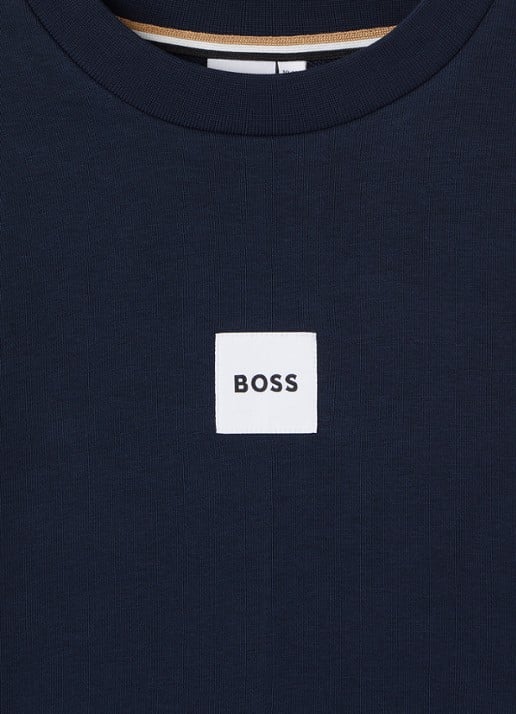 BOSS Sweater met logo - detail 3 donkerblauw