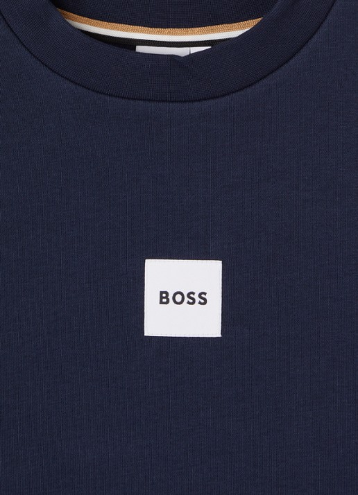 BOSS Sweater met logo - detail 3 donkerblauw