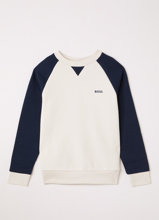 BOSS Sweater met logo - voorkant ivoor