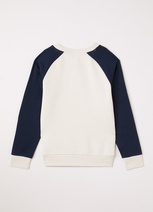BOSS Sweater met logo - voorkant 2 ivoor