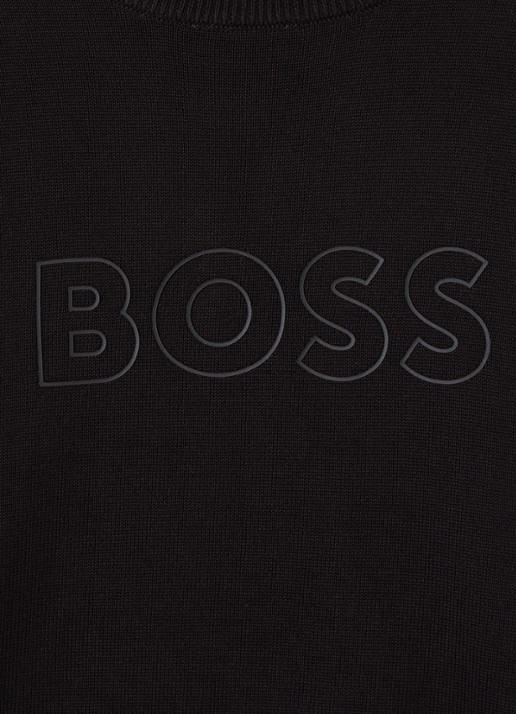 BOSS Sweater met logo - detail zwart