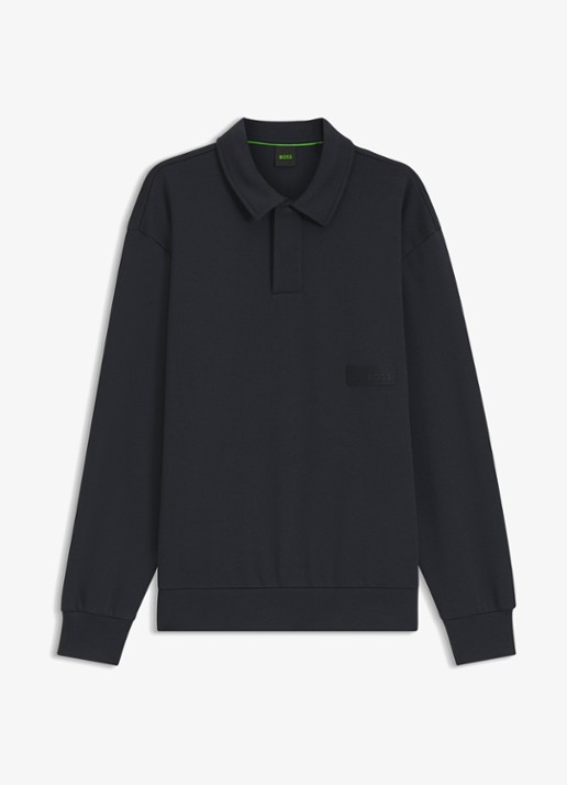BOSS Sweater met logo - voorkant donkerblauw