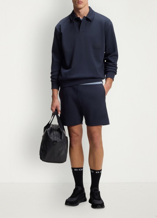 BOSS Sweater met logo - voorkant 2 donkerblauw