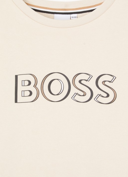 BOSS Sweater met logoprint - detail 3 beige