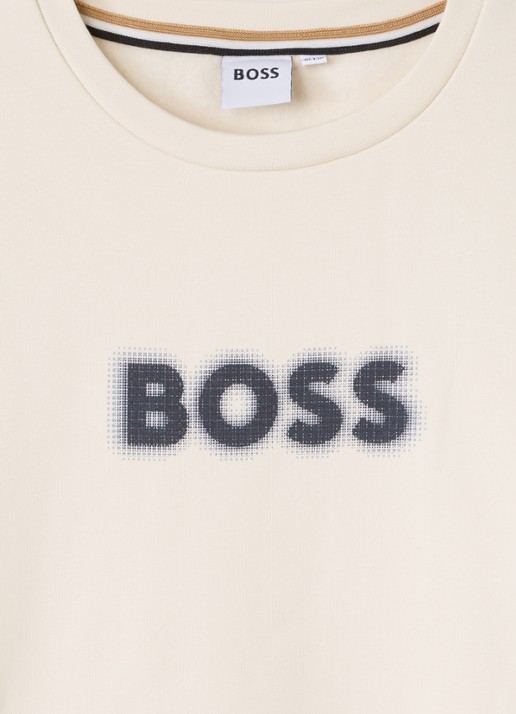BOSS Sweater met logoprint - detail 3 creme