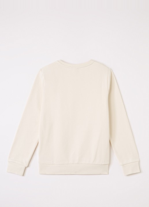 BOSS Sweater met logoprint - voorkant 2 creme