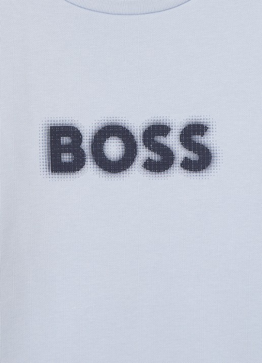 BOSS Sweater met logoprint - detail lichtblauw