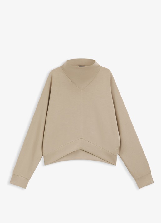 BOSS Sweater met opstaande kraag - voorkant 2 beige