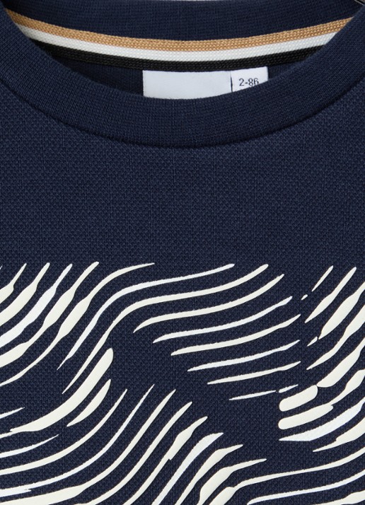 BOSS Sweater met print - detail donkerblauw
