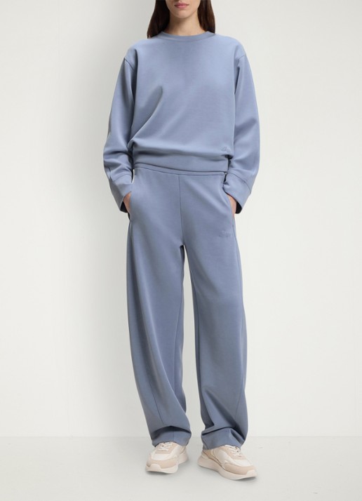 BOSS Sweater met ronde hals - voorkant 4 blauwgrijs