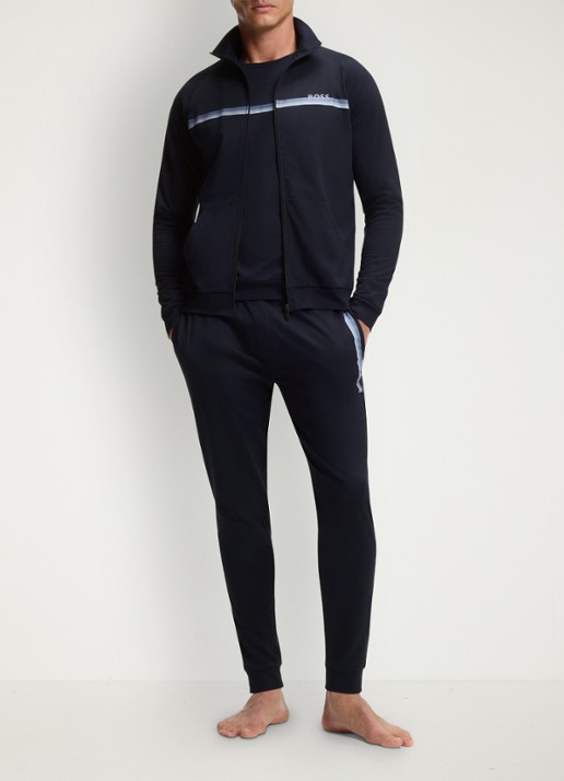 BOSS Sweatvest met logo - voorkant 2 donkerblauw