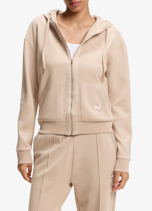 BOSS Sweatvest met logoborduring en capuchon