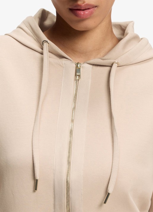 BOSS Sweatvest met logoborduring en capuchon - detail 2 light beige-270 / beige