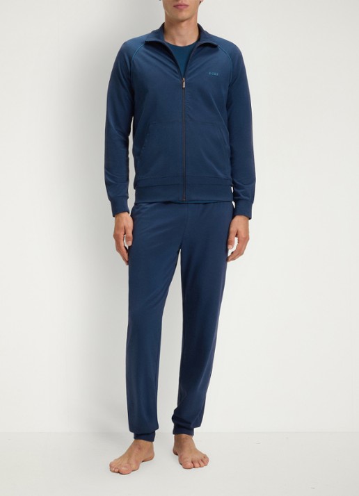 BOSS Sweatvest met logoborduring - voorkant 5 open blue-480 / blauw